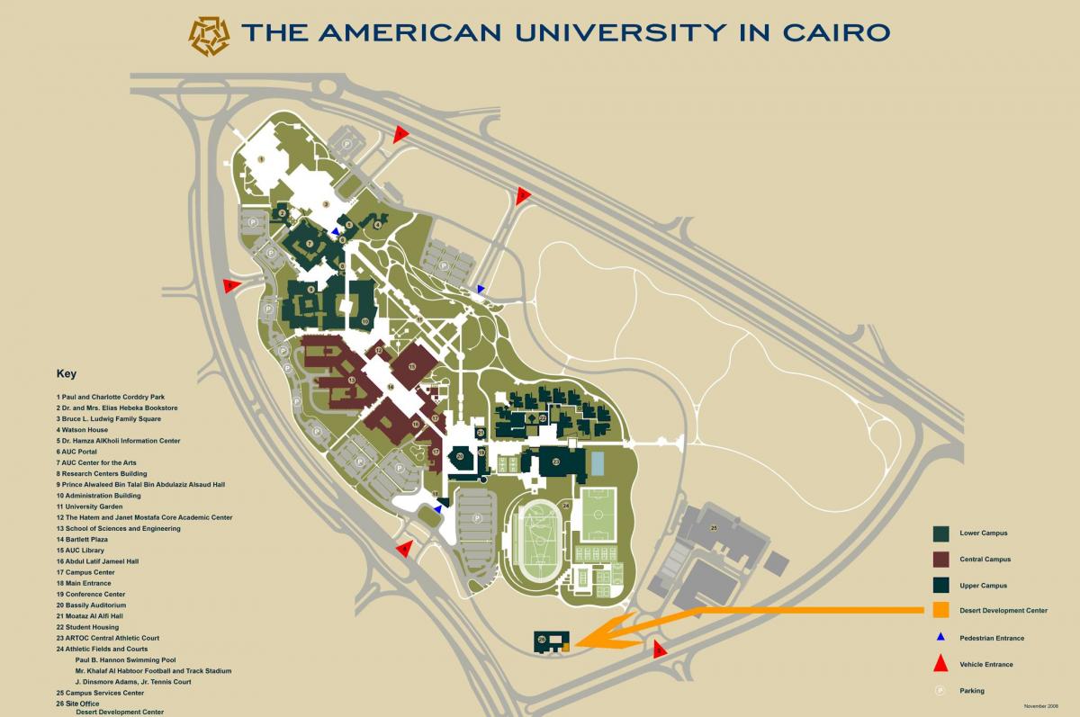 Карта АУК Новый Каир кампус
